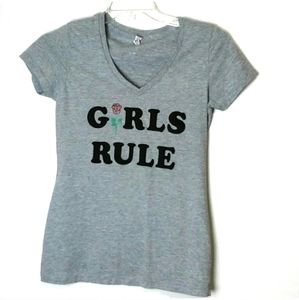 Alstyle Girls Rule T-Shirt Gray Size Large